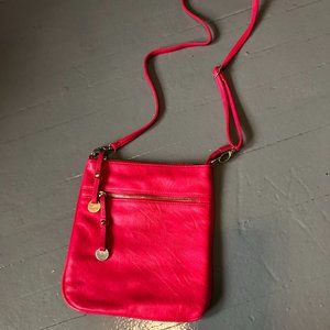 Hot pink faux leather crossbody